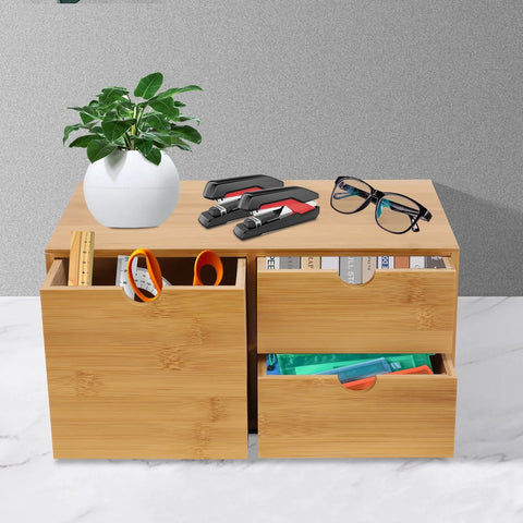 Bureau-organizer - Lades - Bureau-accessoires - Bureaukast - 33 cm x 19 cm x 16 cm - Bamboe - Houtkleur