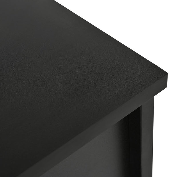 Dressoir - Zwart - met 3 Deuren - Veel Opbergruimte - Kunstrotan Deuren en Metalen Handgrepen - is een Accentstuk in de Eetkamer - Woonkamer en Keuken