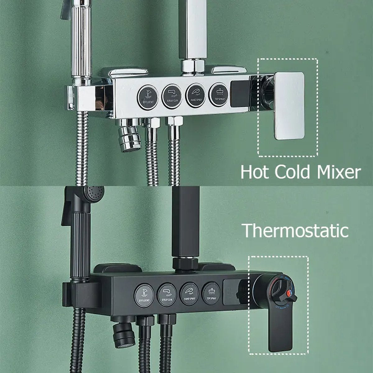 Black Bathroom Shower Faucet Set - Shower Faucet - Smart Digital Display - Shower Mixer - Shower Head
