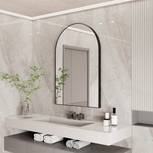 Spiegel - Zwart - Arched - Aluminium Frame - 96x66cm - Wandspiegel - Modern - Decoratief - 8,17 Kg