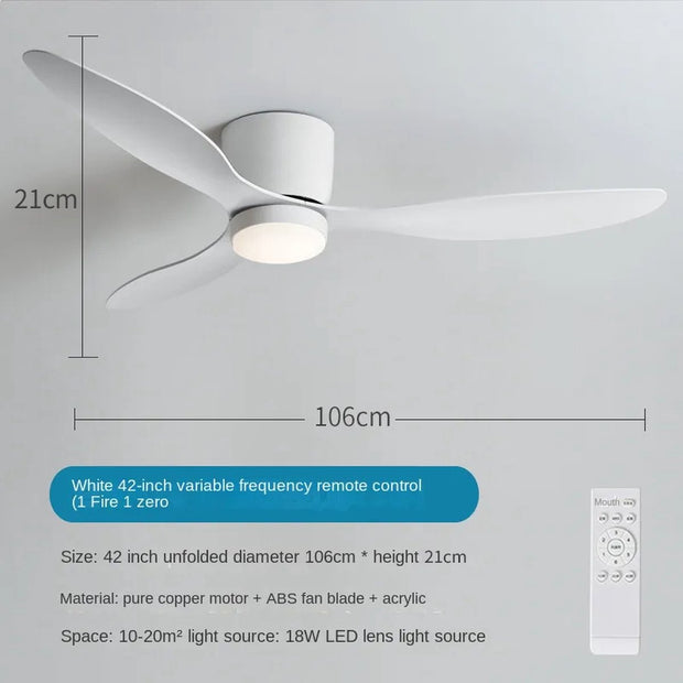 Plafondventilator met verlichting - 106cm - Afstandsbediening - Plafond Lamp - Wit - Slaapkamer - LED - Timer - 6 standen - Plafonniere