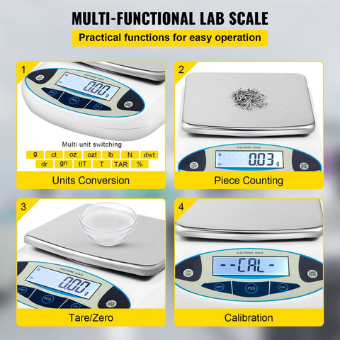 Digitale Laboratoriumweegschaal - 5000G - Roestvrij Staal En Abs -Duidelijk Lcd-Scherm - Gebruikt In Laboratoria, Universiteiten, Industrieën