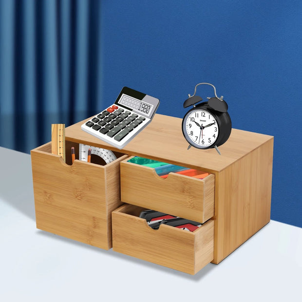 Bureau-organizer - Lades - Bureau-accessoires - Bureaukast - 33 cm x 19 cm x 16 cm - Bamboe - Houtkleur
