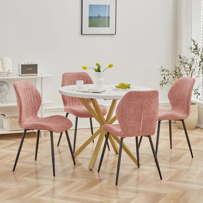 Eettafel - 100 cm - Luxe - Gouden Onderstel - Marmer Look - Rond - Meubels
