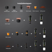 Draagbare elektrische espressomachine - 3 in 1 - Reis koffiezetapparaat - Auto koffiezetapparaat - Capsules en gemalen koffie - 80ml - Zwart