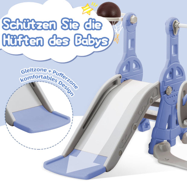 Glijbaan - Binnen en buiten - Baby - 1 jaar tot 3 jaar - BPA-vrij - Speeltoren 4 in 1 - Blauw/Grijs