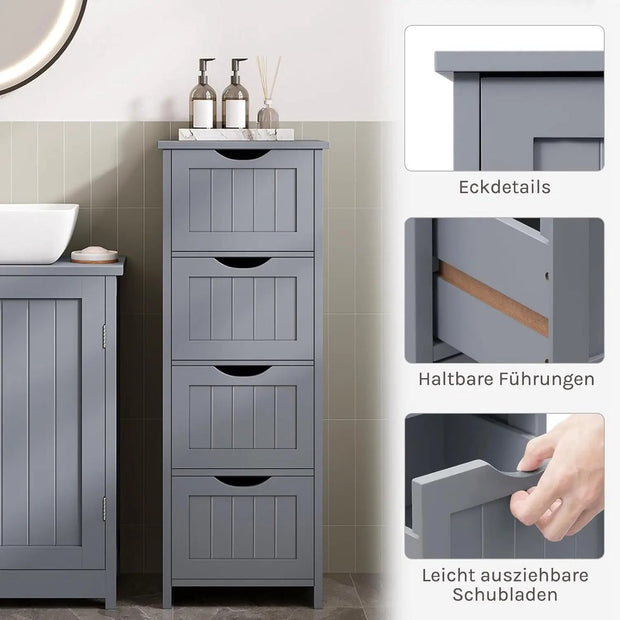 Badkamer organizer - Kast - Badkamerkasten - Badkamer - Kast - 30 cm x 82 cm x 30 cm - Lichtgrijs
