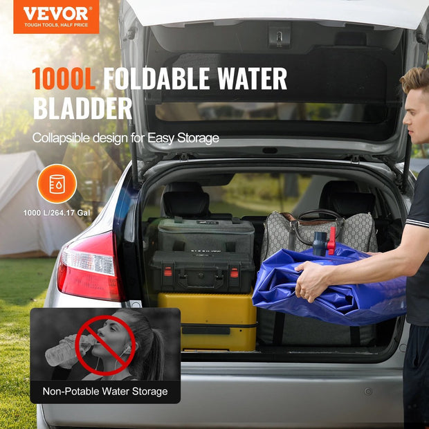 Water container for storage - 1000 liters - Blue PVC - Foldable - Net weight 8 kg - Durable