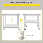 Zilveren Commerciële Keuken Werktafel - RVS - 95x61 cm - Verrijdbaar