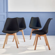 Kuipstoelen - set van 4 met houten poten - Sponskussen woonkamerstoel