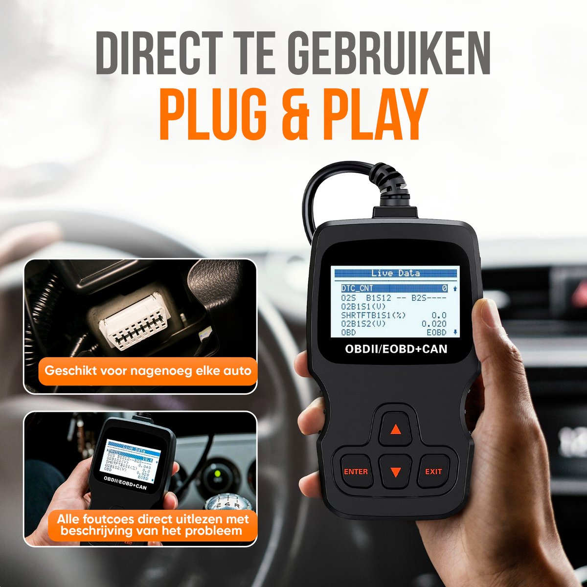 OBD Scanner - OBD2 - Auto uitlezen - Storing Verwijderen - NL Taal - Auto scanner - Diagnose apparatuur voor auto's - Motorstoring - Zwart