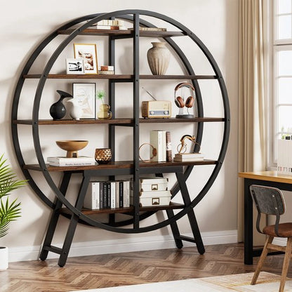 Boekenkast - Bruin - Rond - Vrijstaande Kast - Decoratieve Plank - Boekenrek- Boekenkast Kind