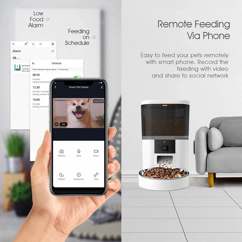 Kattenvoerbak - Zwart - Dubbele Bak - Automatische Kattenvoerbak - Wifi - Kat - Katten - Voerbak - Droogvoer