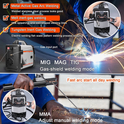 Welding Machine - Electric Welder - Multifunctional - 4 in 1 MIG MMA MAG TIG - Inverter Welder - Portable Electric Welding Machine - Intelligent Welder - Gray