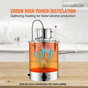 Alcohol Water Distilleerder – 50L Roestvrijstalen Distillatieapparaat – 2800W Elektrische Verwarmer – Complete Set voor Whisky - Wijn - Wodka en Essentiële Oliën