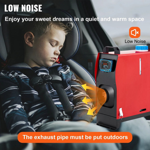 Kachel - Diesel - Diesel Luchtverwarmer - Standkachel - Auto verwarming - Diesel Auto Heater Voor Caravan - Zolder, Bus, Schip - 8KW 12V - Rood