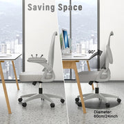 Ergonomische Bureaustoel - Bureaustoelen voor Volwassenen - Office Chair - Gamestoel - Kantoorstoel - Volledig Verstelbaar - Incl. 3D-verstelbare Armleuningen & Verstelbare Lendensteun - Wit/Grijs