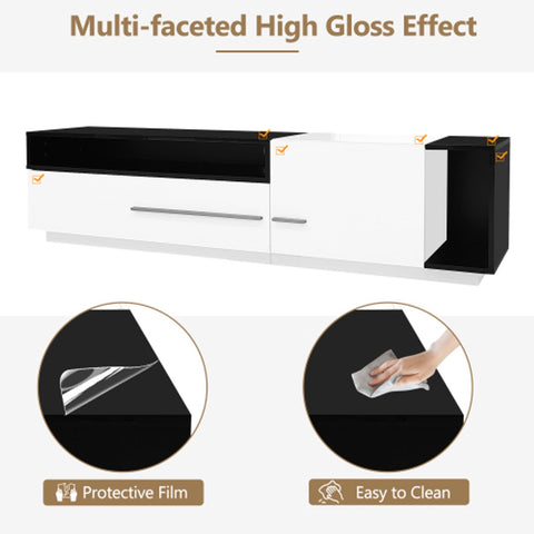 Modern Tv-kast - in Wit - Met een Uniek Patroon - 170x38x42cm - voor Televisie tot 80 inch - Twee Deuren - Kabelbeheer