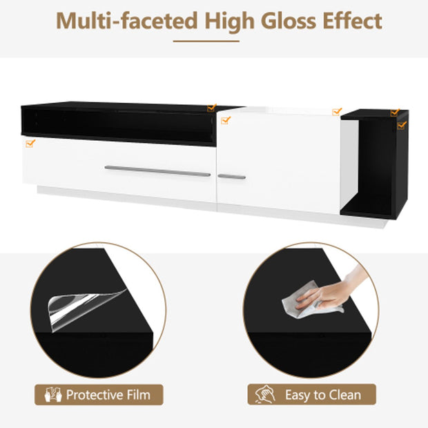 Modern Tv-kast - in Wit - Met een Uniek Patroon - 170x38x42cm - voor Televisie tot 80 inch - Twee Deuren - Kabelbeheer
