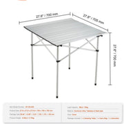 Vouwtafel Campingtafel - 705 x 700 x 700 mm - Opvouwbare Tuintafel - Balkontafel - Multifunctionele Tafel - 30 kg Belastbaar - Aluminium Campingtafel - Vouwtafel - Hittebestendig - Draagbaar