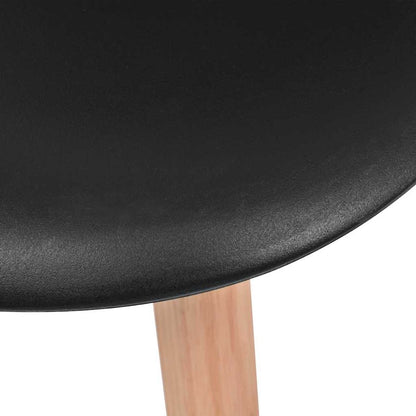 Eetkamerstoelen - Kunststof Zwart - 6 Stuks Eetkamerstoelen - Zwarte Stoelen - Plastic Stoelen - Hout Poten - Comfortabele Stoelen - Zwart