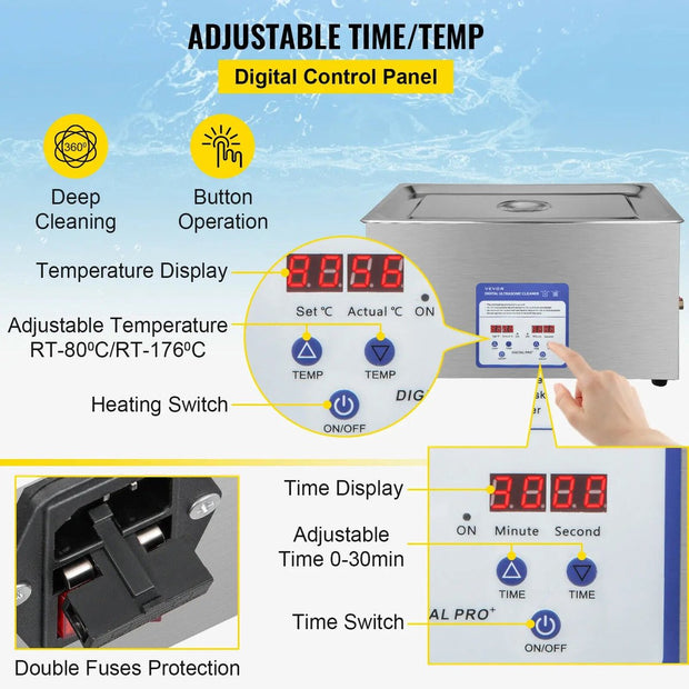 Ultrasoon reiniger - Draagbaar - Professionele Ultrasone Reinigingsapparaat - 40kHz - 220V - Reinigingsapparaat voor Sieraden en Brillen - 316 RVS - 3L - Zilver