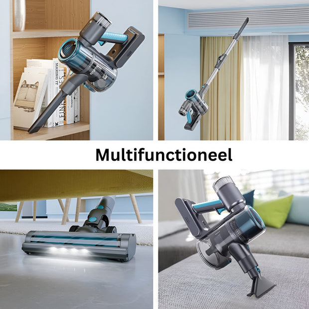 Cordless Stick Vacuum Cleaner - Bagless on Battery - 4 Different Attachments - Handheld Vacuum Cleaner - 380W - 27Kpa