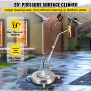 Hogedrukreiniger - Hogedrukreiniger Stoom - Terrasreiniger - met 2 Zeer Efficiënte Mondstukken - Maximaal Watertemperatuur 140 °F/60 °C - 51 cm - 304 Roestvrij Staal - Zilver