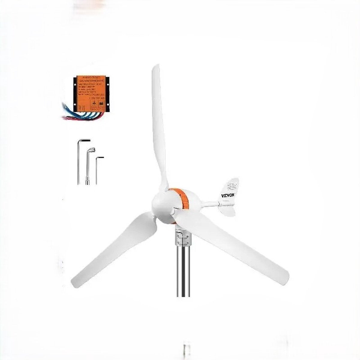 Wind Turbine - Windmolen Bouwpakket - Windgenerator - Windmolen Generator - Wind Energie 400W - 3 Blades - Wit - QUORE