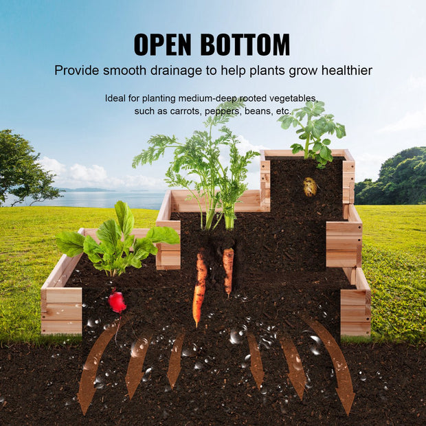 Verhoogd Bed Plantenbak – 113 x 113 x 51 cm – Dennenhouten Groentebed – Bloembak Kruidenbed – Tuinbed voor Groenten, Fruit, Kruiden en Vetplanten