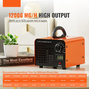 Ozongenerator - 12000 mg/u - 80W - Luchtreiniger - 300㎡ -  Ozonapparaat Gebouwrenovatie - 0-120 Minuten Timer - Deodorant Ozongenerator - Vochtigheidsweergave - Lntelligente Bewaking Van Het Binnenklimaat
