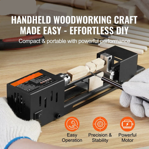 Mini Draaibank – Compacte Houtdraaibank – 96W Motor – 7 Snelheden – 4220-8500 RPM – Max. Lengte 160 mm
