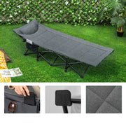 Veldbed - Kampeerbed - Vouwbed - Ligbed - Stretcher- Campingbedje - Opvouwbaar - 1 Persoons - Grijs