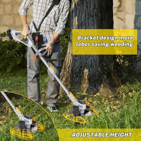 Accugrasmaaier - 2 x accu - Elektrische - Professionele - Grasmaaier - Verstelbare Snijder - Draadloze - Grasmaaier - Tuin - 100-135cm - Zaagblad - Maaiblad - Grastrimmer