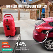 Draagbare Brandstofcontainer - 16 Gallon - 6 Inch Rubberen Wielen - Metaaldraadslang - Anti-lekkage Kogelkraan - Geschikt voor Benzine - Diesel - Smeerolie - Ideaal voor Vrachtwagens - Motorfietsen - Grasmaaiers