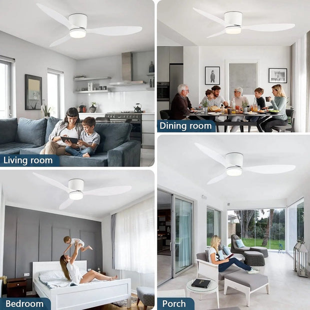 Plafondventilator met verlichting - 132cm - Afstandsbediening - Plafond Lamp - Wit - Slaapkamer - LED - Timer - 6 standen - Plafonniere