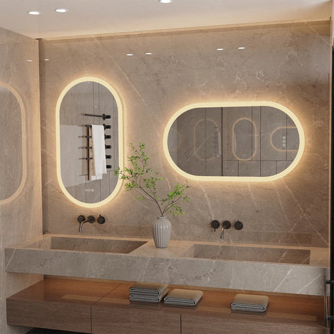 Mirror with lighting - For the bathroom - LED lighting - Both horizontal and vertical - Anti-fog