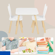 Kindertafelset met stoelen - Activiteitentafel voor kinderen - Creatieve speelset - Veilig en duurzaam - Met rugleuningen in de vorm van konijnenoren - Ideaal voor kinderkamers en babykamers - Witte tafel en 2 stoelenset - Konijnentafelset