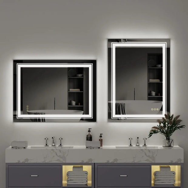 Badkamer spiegel - Badkamerspiegel met verlichting - Inclusief anticondensfunctie - Inclusief touchscreen - Dimbaar - 50x70cm
