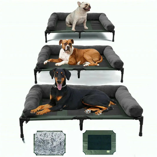 XXL Hondenbed - Hondensofa - Hondenbank - Verhoogd - Dierenmand - Dierenkussen - Dierenmat - Dierenbed - Voor binnen en buiten - Ligbed - Afneembare Pluche Bolster - Koeling voor in de zomer