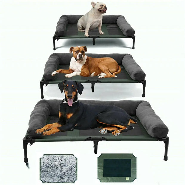 XXL Dog Bed - Dog Sofa - Dog Bench - Elevated - Pet Basket - Pet Cushion - Pet Mat - Pet Bed - For Indoor and Outdoor Use - Lounger - Removable Plush Bolster - Cooling for the Summer