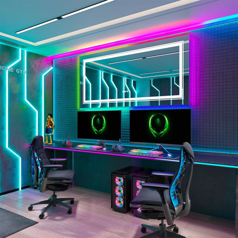 Moderne Badkamerspiegel - RGB Kleuren - Dimbare LED Verlichting - Anti-Condens Spiegel - Breukbestendig - 80x80cm