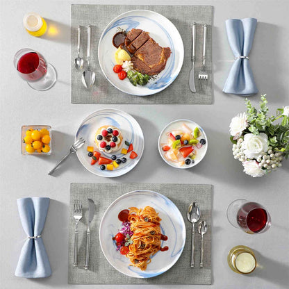 Luxe Serviesset – 18 delig – 6 persoons – Porselein - Bordenset – Dinner platen – Dessertborden - Kommen - Wit