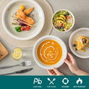 Luxe Serviesset – 16 Delig – 4 Persoons – Keramiek - Bordenset – Dinnerplaten – Dessertborden - Kommen - Pastakom - Beige