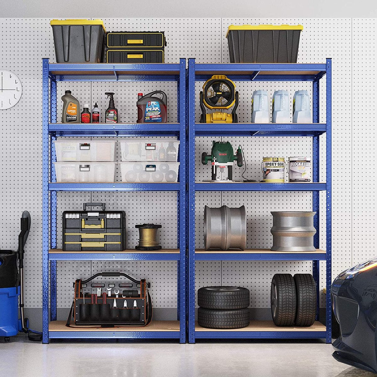 Zware Metalen Magazijnstelling - 200x100x50 cm - Draagvermogen 875KG - 5-Laags Verstelbare Opslagrek - Blauw