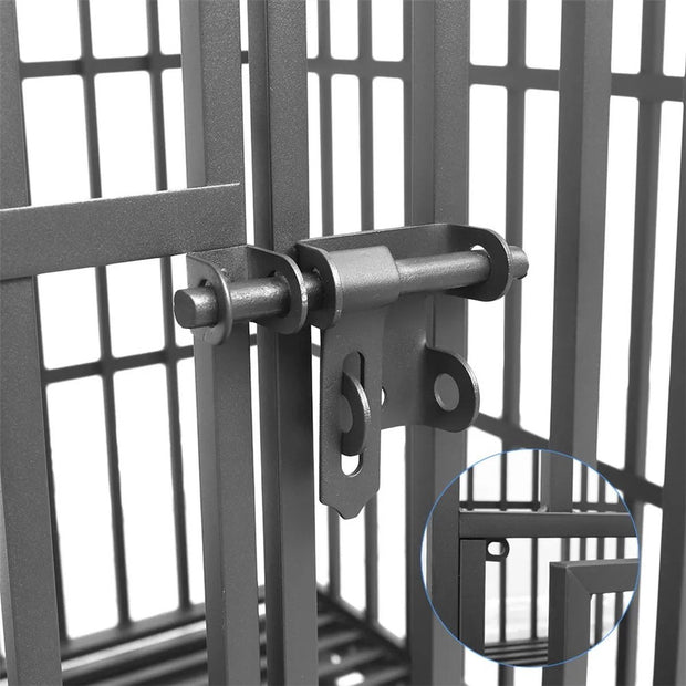 Robuuste Hondenbench - Zware Uitvoering - Verrijdbaar - Dubbele Deur - Losse Bodemplaat - 107x77,5x94cm