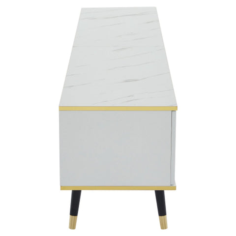 Modern Tv-kast - in Wit - Met een Uniek Patroon - 200x40x46cm - voor Televisie tot 80 inch - Twee Deuren - Kabelbeheer