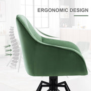 Draaibare eetkamerstoel - Fluwelen Beklede Stoel - Brede Zitting - Ergonomisch Ontwerp - 58.5cm x 82.5cm x 54.5cm - Donkergroen fluweel