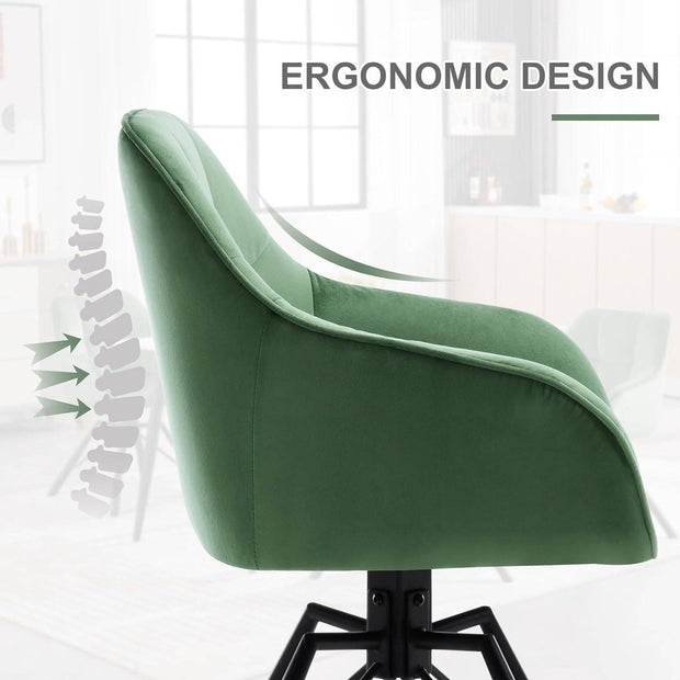 Draaibare eetkamerstoel - Fluwelen Beklede Stoel - Brede Zitting - Ergonomisch Ontwerp - 58.5cm x 82.5cm x 54.5cm - Donkergroen fluweel