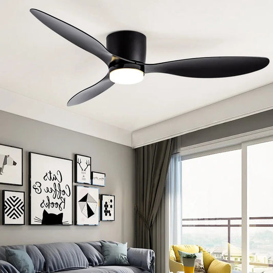 Ceiling fan with light - 132cm - Remote control - Ceiling lamp - Black - Bedroom - LED - Timer - 6 settings - Ceiling lamp